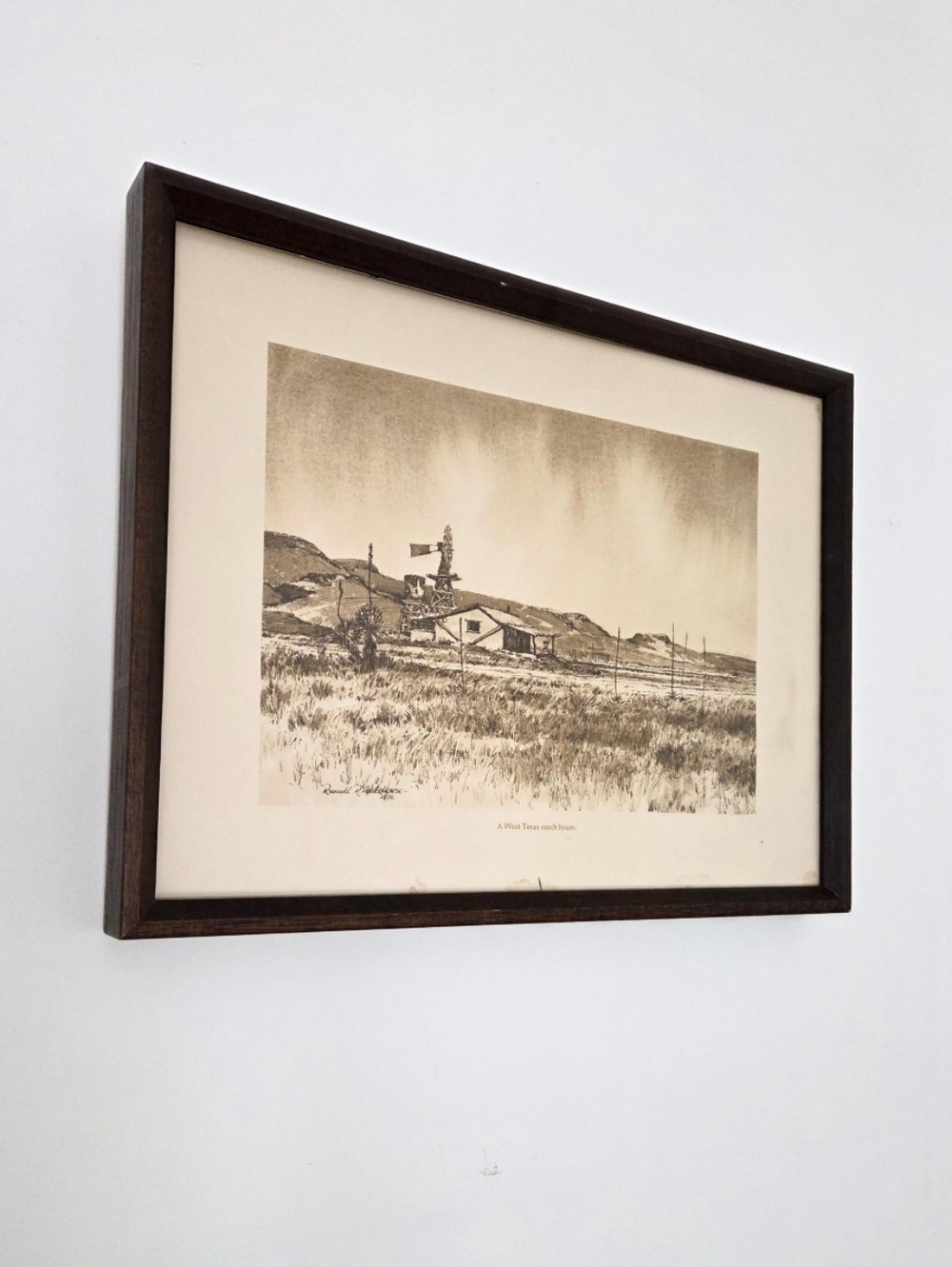 Vintage 1972 'A West Texas Ranch House' Framed Art Print / Russell R. Waterhouse